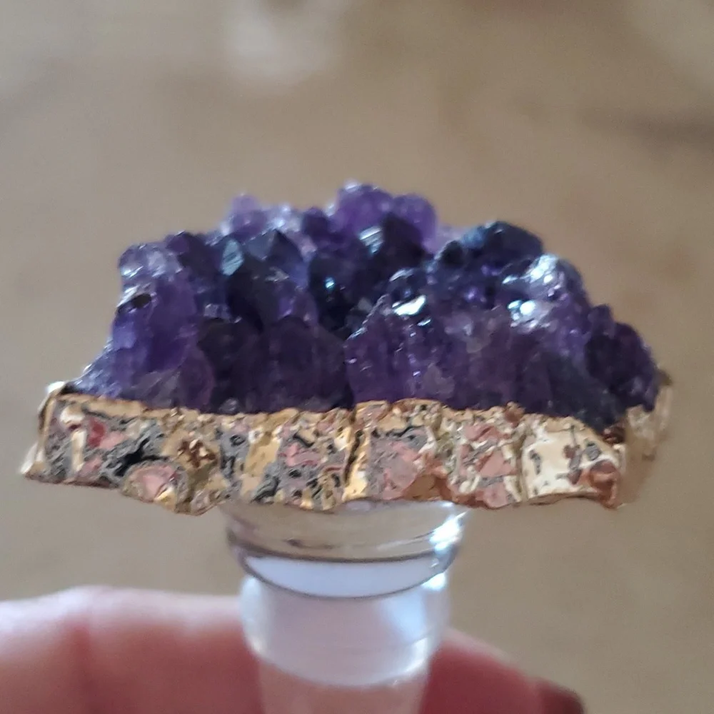Genuine Amethyst Crystal Bottle Stopper nwot